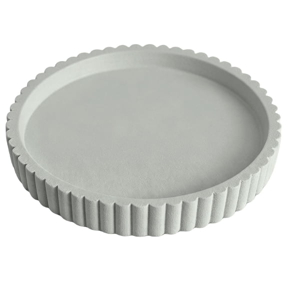 Round Decorative Tray, Ribbed Coffee Table Tray Bedroom Vanity Trays for Dresser Jewellery, Durable Bedroom Living room Countertop Candle Holder Storage Organizer, Modern Style, 1Pc(White,4.9x4.9")