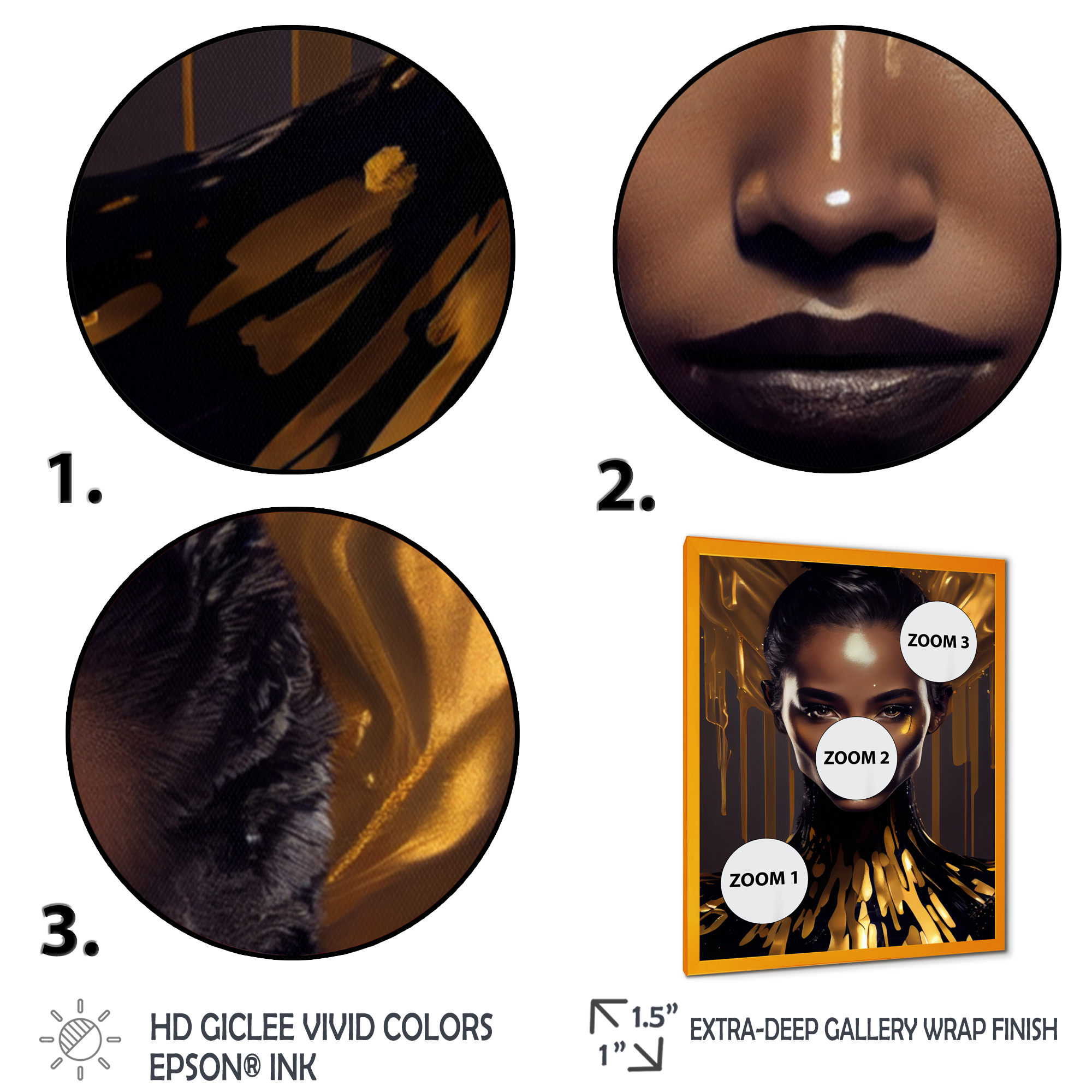 Designart Sensual Liquid Gold Woman III Framed Wall Art
