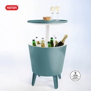 Keter Modern Cool Bar and Side Table Outdoor 2 in 1 Table and Bar Patio Furniture, Teal