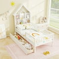 thumbnail image 1 of Gymax Lit Cabane Format Simple avec 2 Tiroirs Lit Montessori pour Enfants avec Tête de Lit de Rangement, 1 of 10