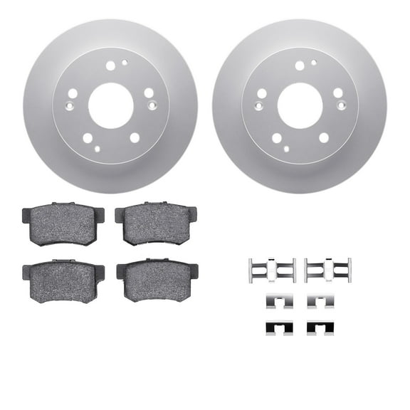 Dynamic Friction Company Rear Geospec Brake Rotors with 5000 Advanced Brake Pads includes Hardware 4512-59120