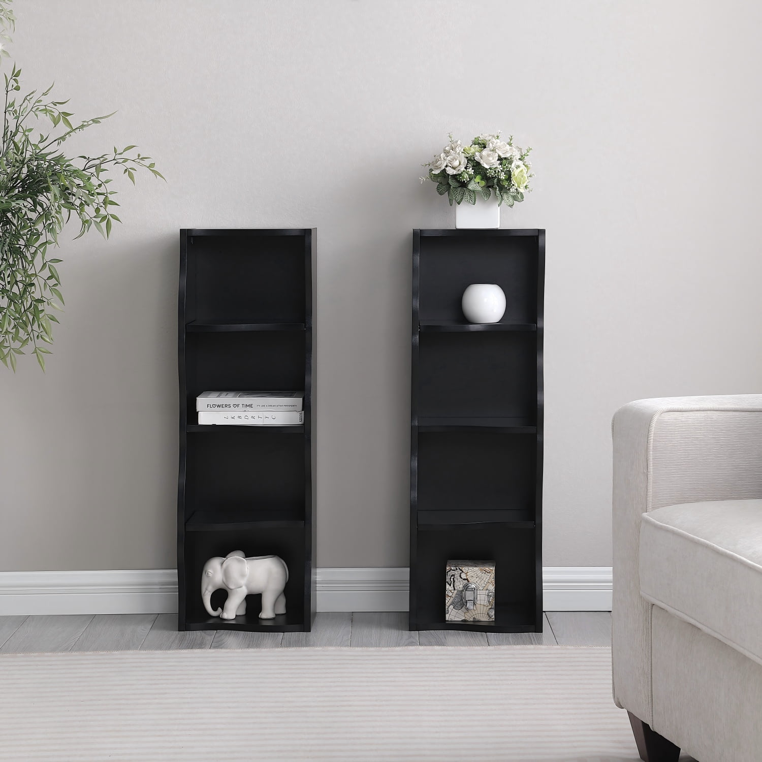 Bapipro 71" Tall Narrow Bookshelf, 8 Tier Corner Bookcase for Small Space, Floor Standing Storage Rack, Display Shelf Organizer for Bedroom, Living Room, Black