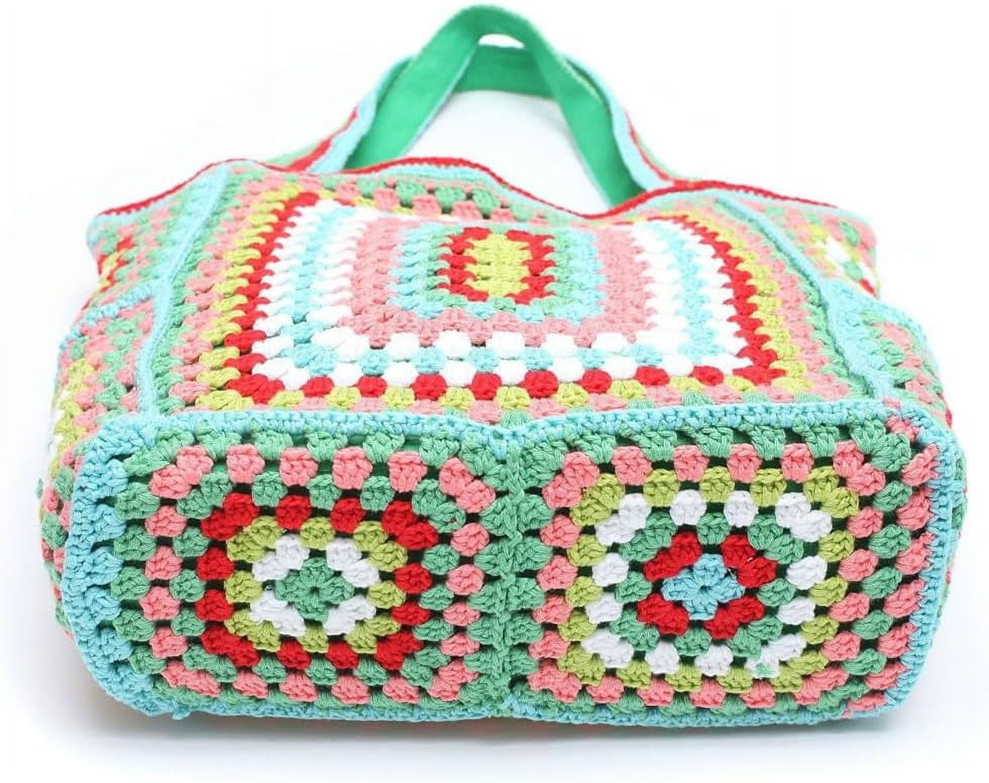 Knitted Shouder Bags for Women Crochet Handbag Colorful Summer Totes Oversized Hobo Bag Woven Top Handle Purse