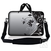 LSS 10.2 inch Laptop Sleeve Bag Compatible with Acer, Asus, Dell, HP, Sony, MacBook, Carrying Case w/ Handle & Adjustable Strap - Gray Black Swirl Floral