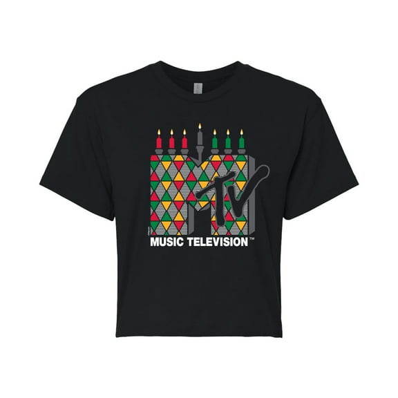 MTV - Kwanzaa - Juniors Cropped Cotton Blend T-Shirt