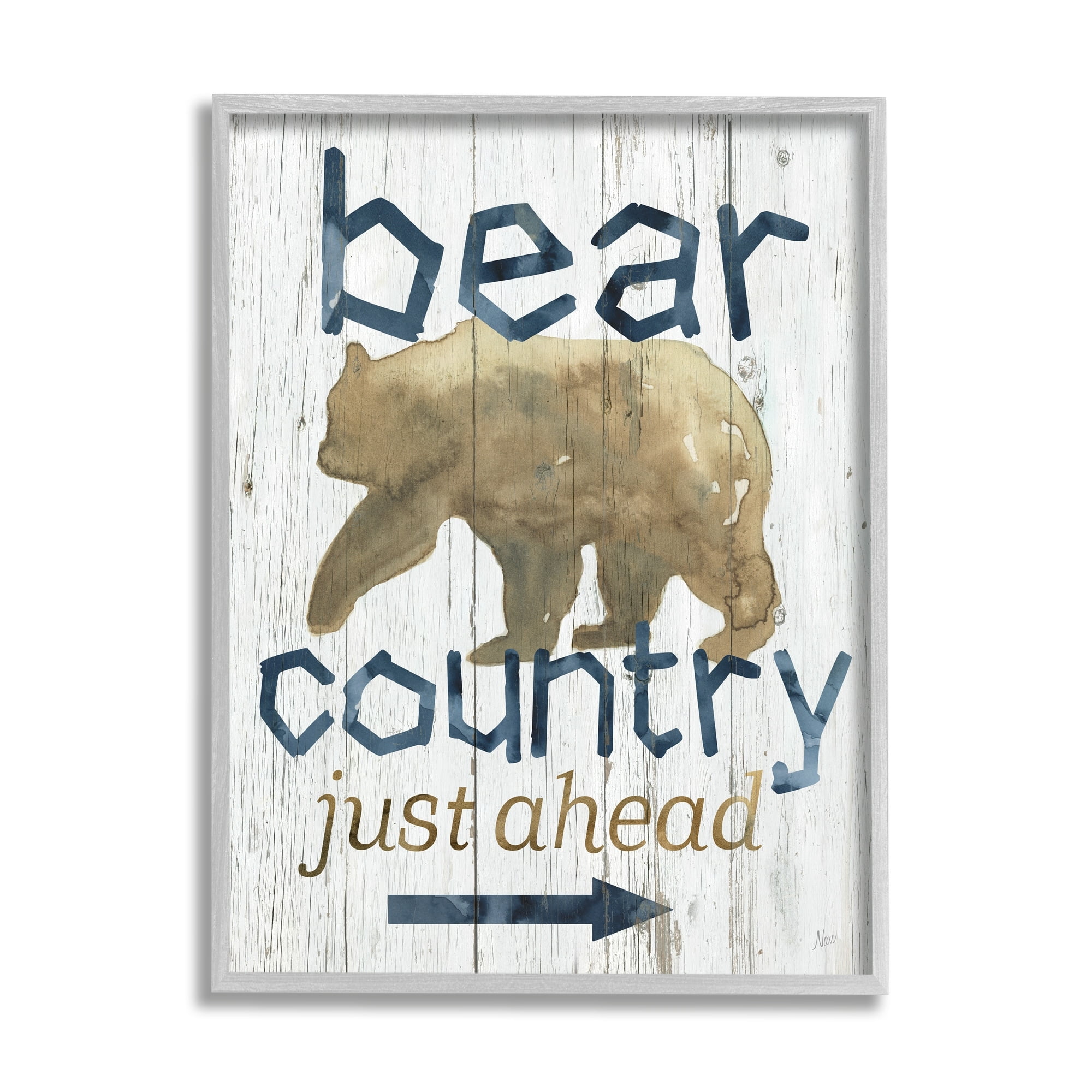 Stupell Industries Bear Country Silhouette Text Rustic Cabin Sign, 11 x 14, Design by Nan