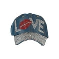 thumbnail image 2 of Top Headwear Studded Love Red Lips Distressed Baseball Cap, Dark Denim, 2 of 4