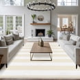 thumbnail image 4 of Cream Striped Large Area Rugs for Bedroom Living Room, Soft Non Slip Carpet Bedside Rug, Modern Farmhouse Cream White Stripes Rectangular Floor Cover Kitchen Accent Rug 5'x7' for Dining Room/Office, 4 of 9
