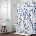 thumbnail image 5 of Blue Flower Branch Fabric Shower Curtain Watercolor Style Washable Shower Curtains for Bathroom, Waterproof Bath Curtain with Hooks Home Decor 72x72in, 5 of 8
