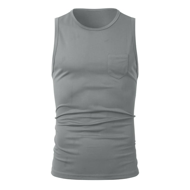 Camiseta sin mangas deportiva para hombre: camiseta interior elástica y transpirable para entrenar, poliéster, M-XL