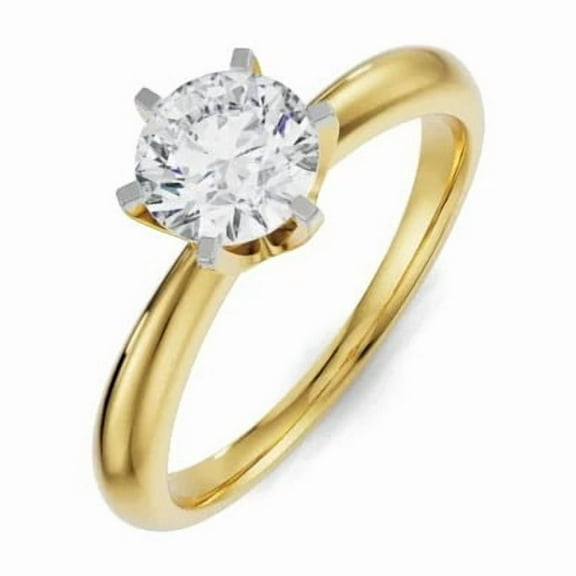 1 Carat Designer IGI Certified Lab Grown Diamond Engagement Ring for Women 10K Yellow Gold | Round Cut Solitaire Diamond Rings | Size 7 Diamond-Capitals