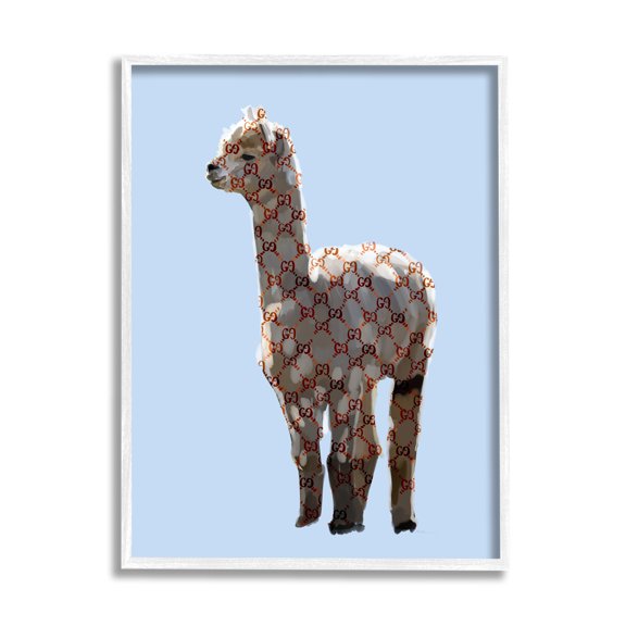 Stupell Glam Llama Fashion Pattern Symbol Animals & Insects Painting White Framed Art Print Wall Art