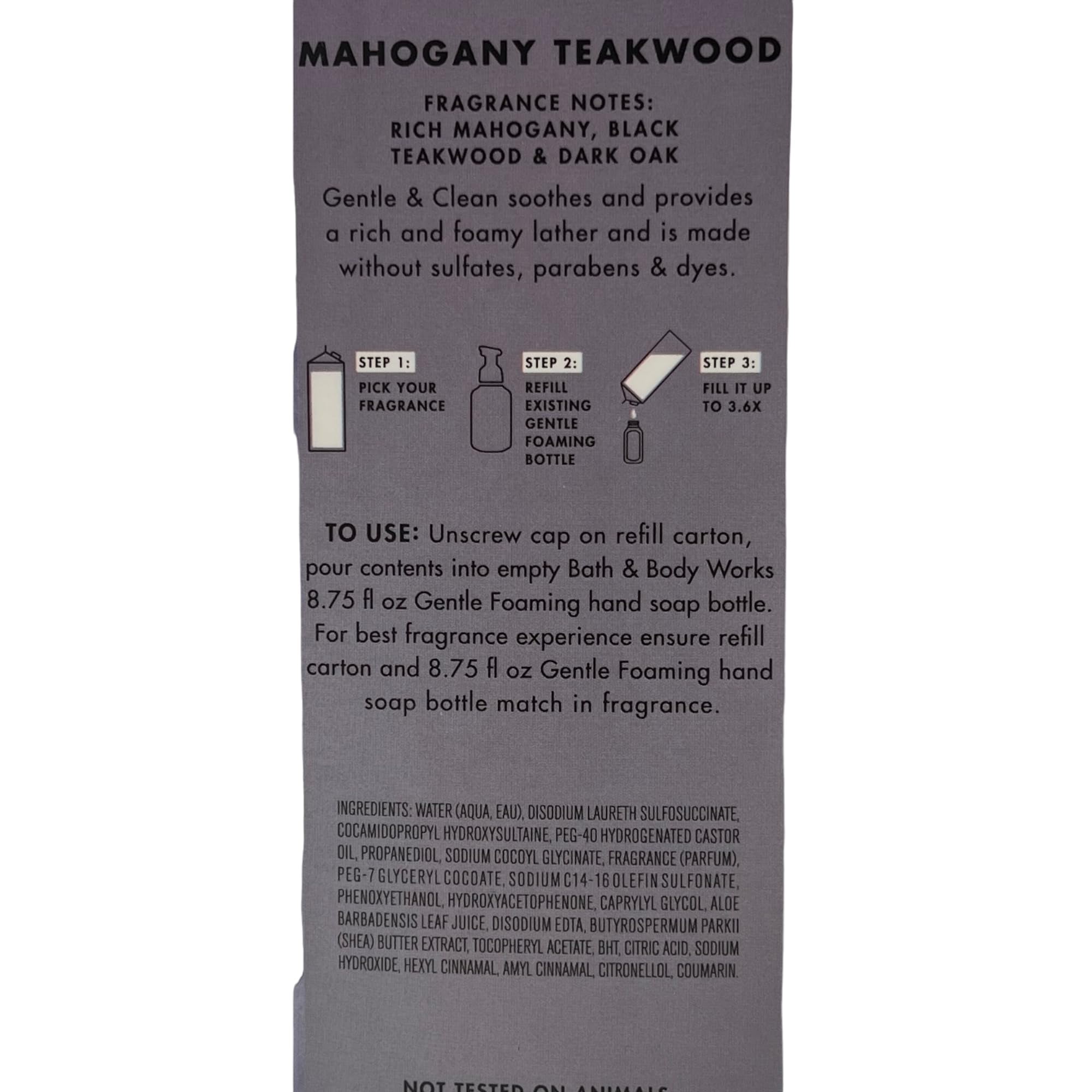 Bath & Body Works Mahogany Teakwood Refill Gentle & Clean Foaming Hand Soap, 32 Fl. Oz. (Mahogany Teakwood).