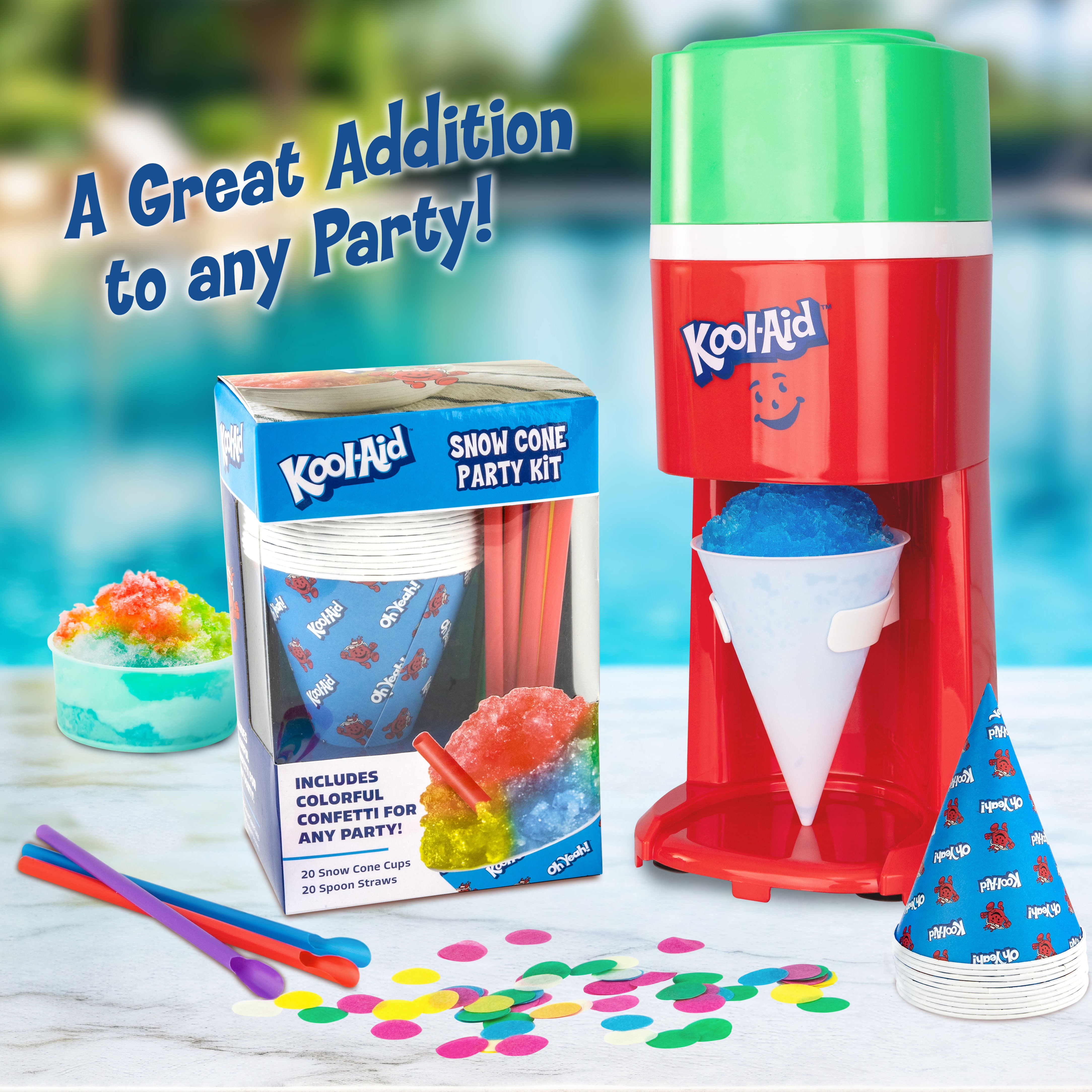 Kool-Aid 20-Count Snow Cone Cups & Spoon Straws Party Kit, Blue
