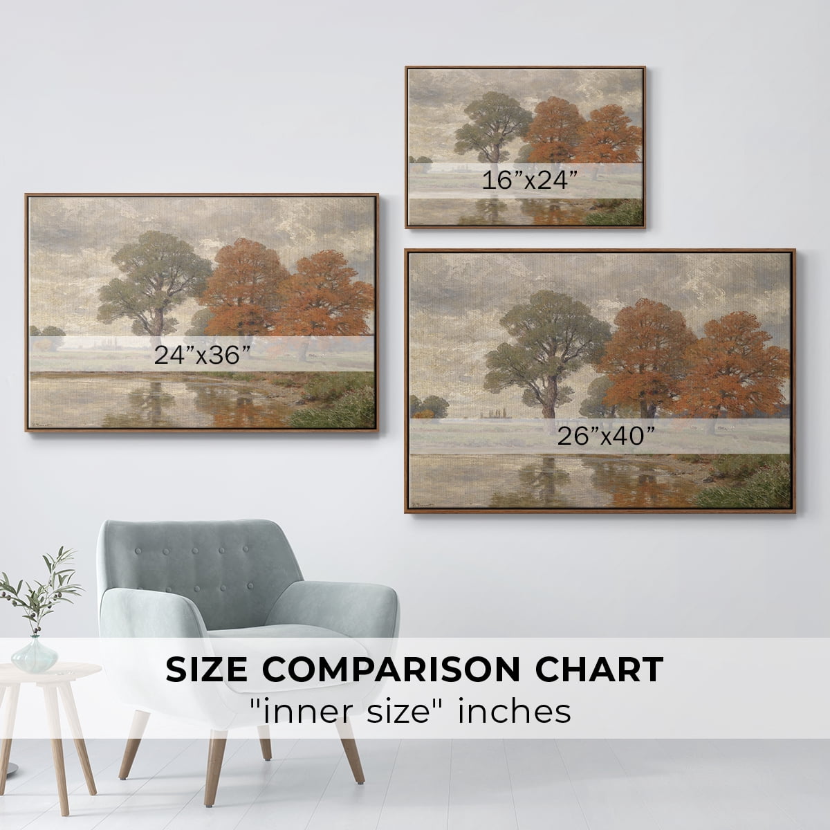 Vintage Landscape-CCCLIV By Wexford Home Framed in Walnut Wood Gallery Wrapped Canvas 17 in. x 25 in.