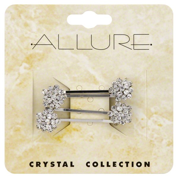 Allure Crystal Collection 4Pack Rhinestone Cluster Bobby Pins