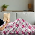 thumbnail image 3 of Flower Soft Flannel Fleece Blanket, Watercolor Flowers Bloom Botanical Element Illustration Romantic Composition, Cozy Plush for Indoor and Outdoor Use, 60" x 80", Hot Pink and White, by Ambesonne, 3 of 5