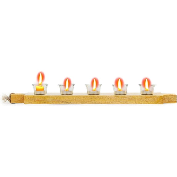 Long Hand Crafted Wooden Candle Holder Home Decor- Nagina International