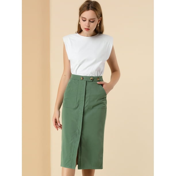 Khaki pencil skirt xl clearance twin
