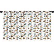 Blackout Kids Curtains,Cartoon Construction Vehicles Triangles White Pattern Childrens Insulated Curtains Set Of 2,Bedroom Essentials,Toddler Room Decor 52"x63"