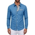 thumbnail image 3 of LEKWK Button Down Shirt Men Long Sleeve Color Block Collared Dress Shirts with Chest Pocket Fall Business Casual Office Work Professional Wear, 3 of 6