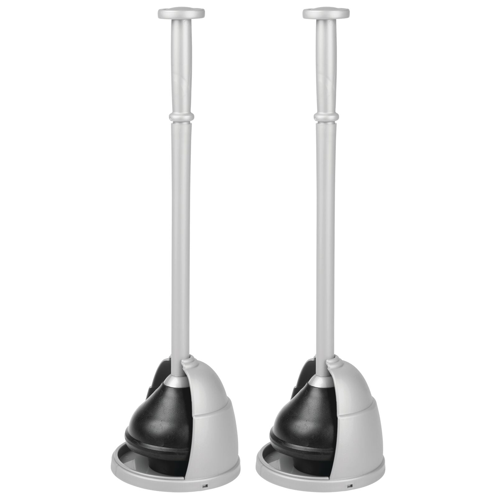 mDesign Plastic Toilet Plunger with Storage Holder Cover Set, Compact
