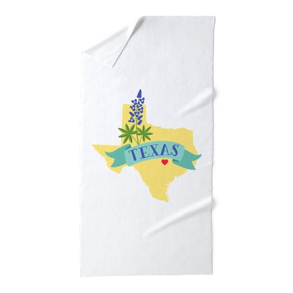 CafePress - Texas State Outline Bluebonnet Flower - Large Beach Towel, Soft 30"x60" Towel with Unique Design