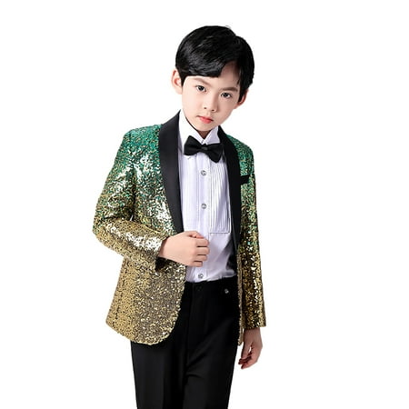 BOOMNY Elegant Boys Shimmer Suit Jacket With Black Bow Tie Formal Wear For Weddings Parties And Special Events Versatile Toddler Dailywear