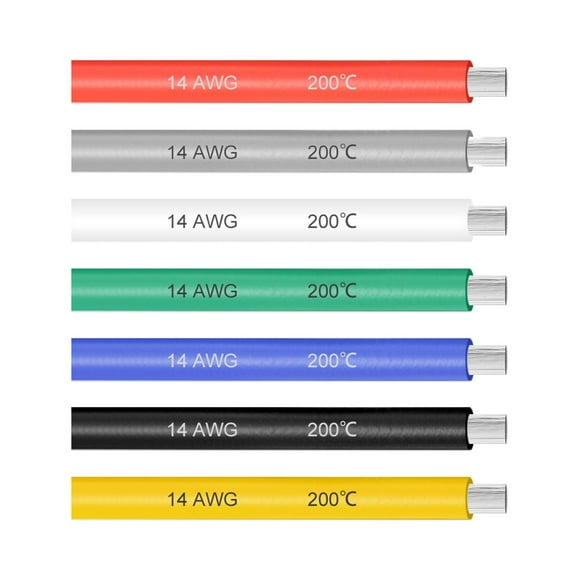 Unique Bargains Silicone Wire 14 Gauge Electric Wire Stranded Copper Wire 3 ft 7 Colors
