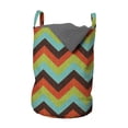 thumbnail image 1 of Chevron Laundry Bag, Vintage Zigzag Pattern Royal Jagged Regular Limitless Simple Traces Art Work, Hamper Basket with Handles Drawstring Closure for Laundromats, 13" x 19", Multicolor, by Ambesonne, 1 of 4