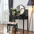 thumbnail image 2 of Costway Makeup Vanity Table Set Drawers Oval Dressing Table Black, 2 of 11