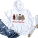 thumbnail image 2 of Sudadera con capucha navideña Mangas largas Patrón de árbol Tipo suelto Cómodo jersey con bolsillo frontal Blanco M, 2 of 4