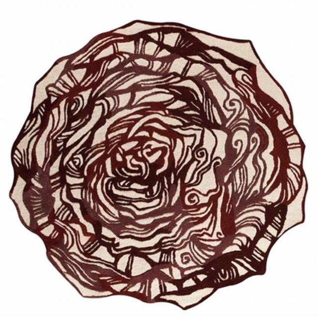 MAT Orange MILHIBBUR060RND Tapis Rond Hibiscus Bourgogne - 6 x 6 Pieds
