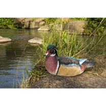 Colorful Sitting Wood Duck Garden Statue
