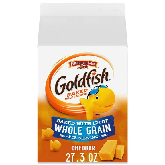 (2Pack) Goldfish Cheddar Cheese Crackers, Baked with Whole Grain, 27.3 oz Carton