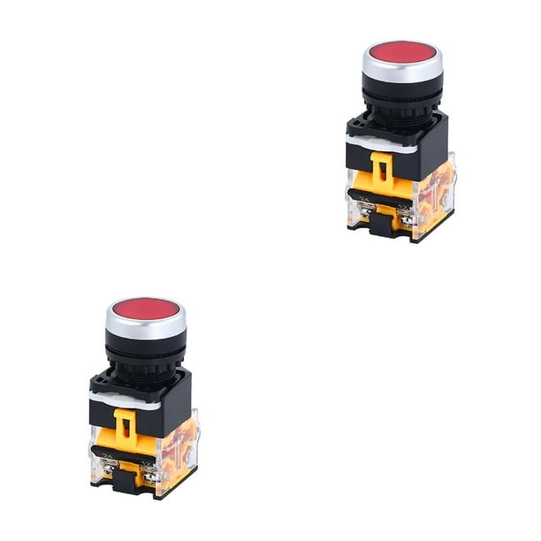 Botón Pulsador Momentáneo Cateissary 10A Tapa Redonda Plana Interruptor de Alimentación Type2 NO2