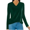 thumbnail image 2 of MVRLSH Long Sleeve Shirts For Women V Neck Velour Sweatshirt Long Sleeve Soft Warm Casual Pullover Fall Winter Velvet Tops Black M-4Xl, 2 of 7