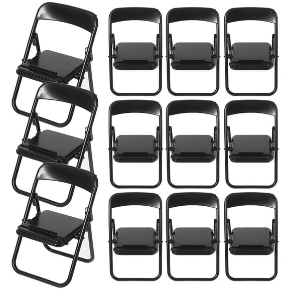 OUNONA 18Pcs Miniature Folding Chair Model Black Plastic Accessories for Home Decor
