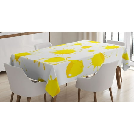 

Ambesonne Yellow and White Tablecloth Rectangular Table Cover Random Splash 60 x90 Yellow White