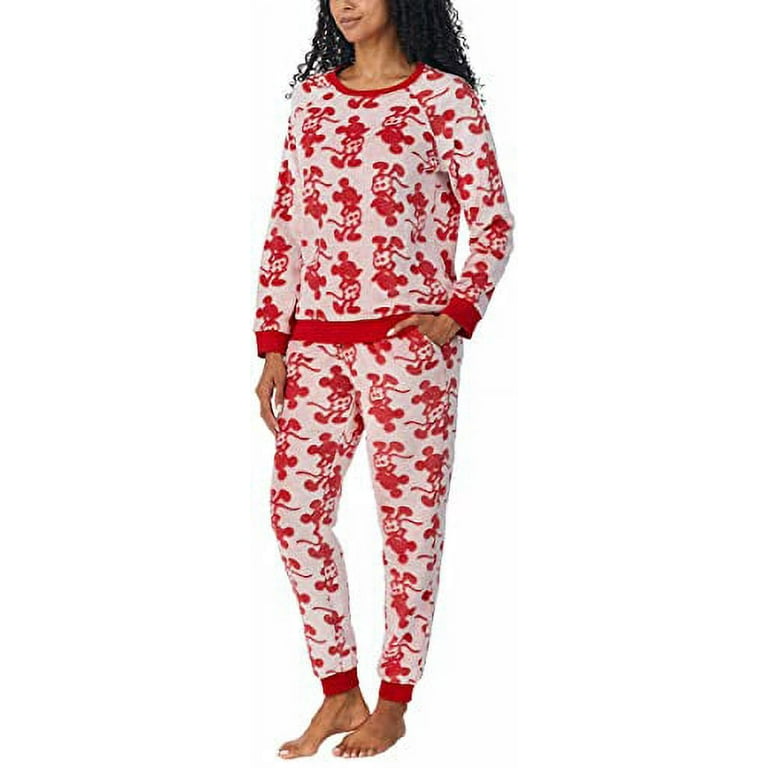 Disney Womens 2-Piece Fleece Jogger Lounge Set (Mickey Mouse Red, XX-Large)