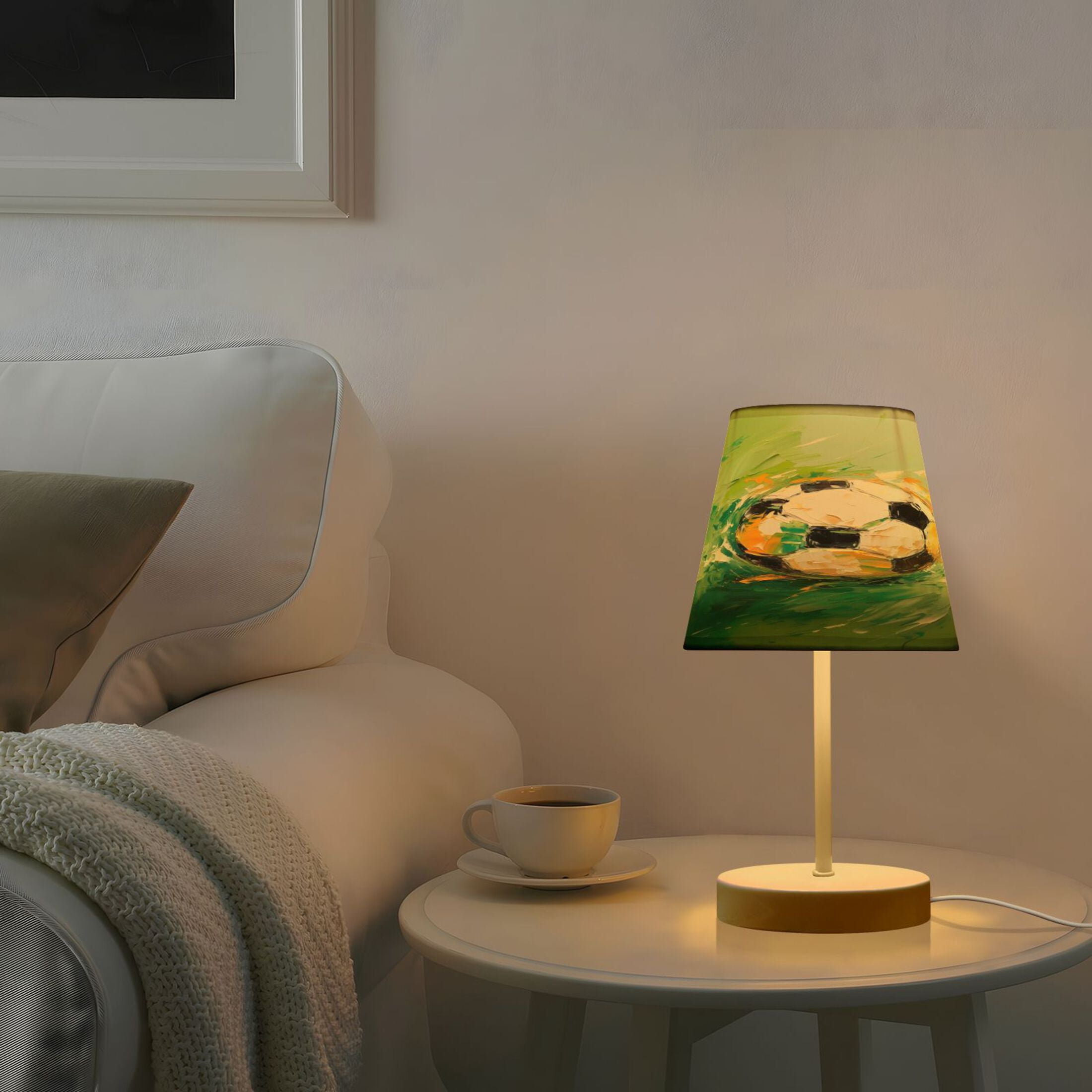 Oil Art Football Desk Lamp LED Table Nightstand Lamps with 3 Color Temperatures for Home Bedroom Living Room Decor 8x12
