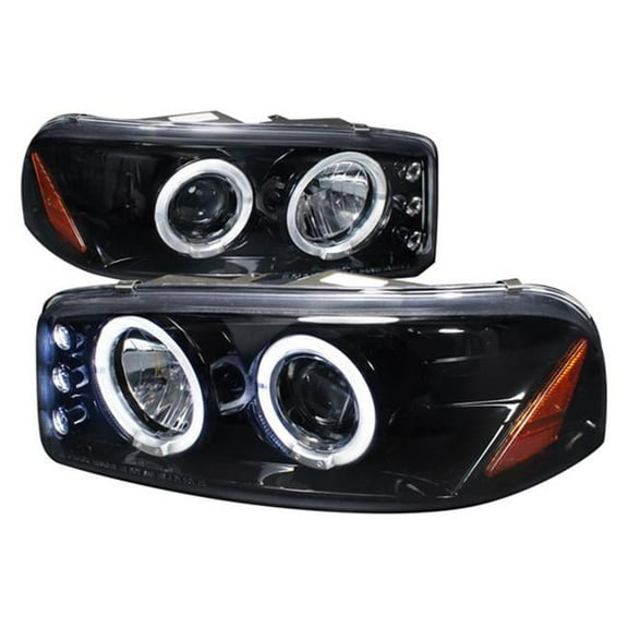 2000-2006 GMC Denali Halo Projector Headlight Gloss Black Housing Smoke Lens
