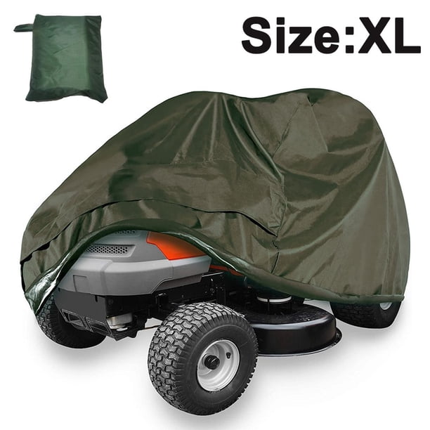 Cubierta de lona para cortacésped para tractor cortacésped Fibras de poliéster 210D Cubierta protectora impermeable con protección UV Protección contra el polvo en el garaje Cubierta protectora