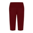 thumbnail image 6 of Women's Capri Leggings with Pockets, Knee Length High Waisted Casual Summer Yoga Workout Exercise Pants Red S, 6 of 7