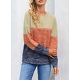 thumbnail image 7 of Asyoly Womens Color Block Sweater Long Sleeve Crewneck Ribbed Knit Pullover Round Neck Jumpers Loose Casual Tops, 7 of 7