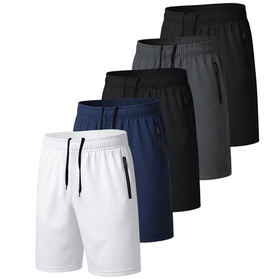RPOVIG 5 Pack Men's Athletic Gym Shorts Running Quick Dry Workout Short Elasticated Waistband with Pockets