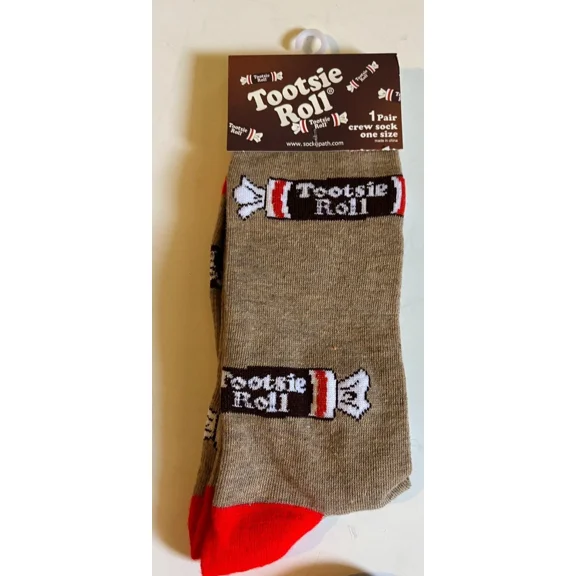 Tootsie Roll Candy Adult Unisex Novelty Crew Cut Socks One Size