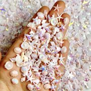 200PCS Summer Beach Nail Resin Charms Ocean Theme Shell Starfish Conch Nail Diamonds Mermaid Tail Nail Gems Shell Nail Art Charms for Women Nail Supplies