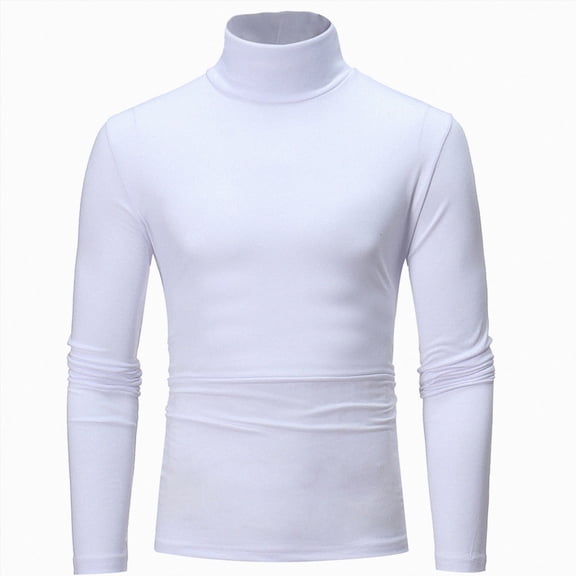 OYXSER Mens Mock Neck Turtleneck Long Sleeve Shirt Slim Fit Knitted Casual Pullover, White XXXL