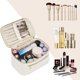thumbnail image 5 of Neceser de viaje para mujer, neceser de maquillaje grande, organizador de maquillaje con compartimento para brochas, neceser de aseo de piel sintética, neceser de maquillaje portátil., 5 of 6